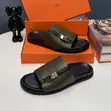 Luxury Hermes Men's Slippers - Green Leather - 2