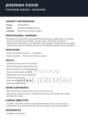 Hardworking and Organized Job Seeker