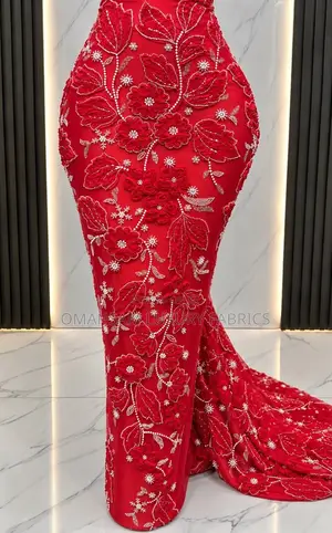 Luxury 3D Engraved Beaded Lace Fabric
