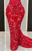 Luxury 3D Engraved Beaded Lace Fabric - 1