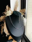 Platinum Paperclip Chain Necklace Bracelet Set - Unisex - 2