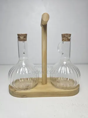 2-in-1 Oil Bottle Set with Wooden Stand