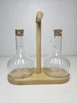 2-in-1 Oil Bottle Set with Wooden Stand - 1