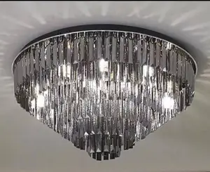 Smoky Gray Crystal Multilayer Ceiling Light
