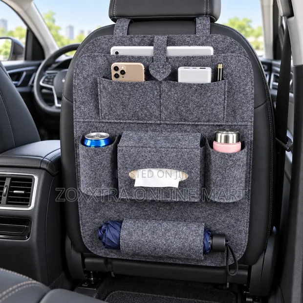 Multipurpose Car Seat Back Organizer with Tissue Holder - 1