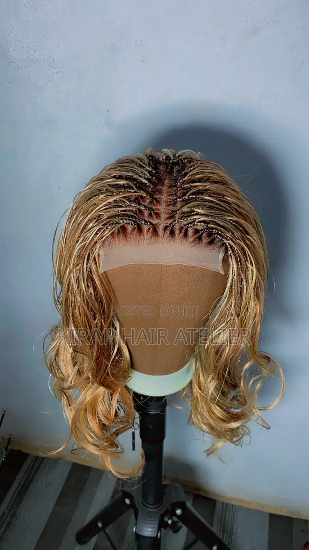 French Curl Closure Braided Wig - 1