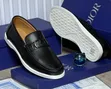 Men's Black Grained Leather Buckle Loafers - 1