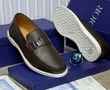 Men's Black Grained Leather Buckle Loafers - 2
