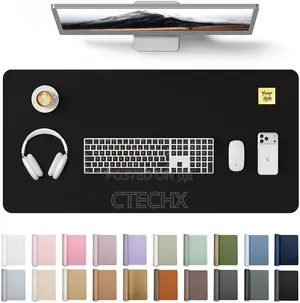 YSAGi Leather Desk Protector & Large Mouse Mat - Black 80x40cm