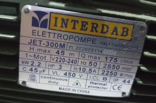 3HP Interdab Jet-300M Water Pump (2.2kW) - 1