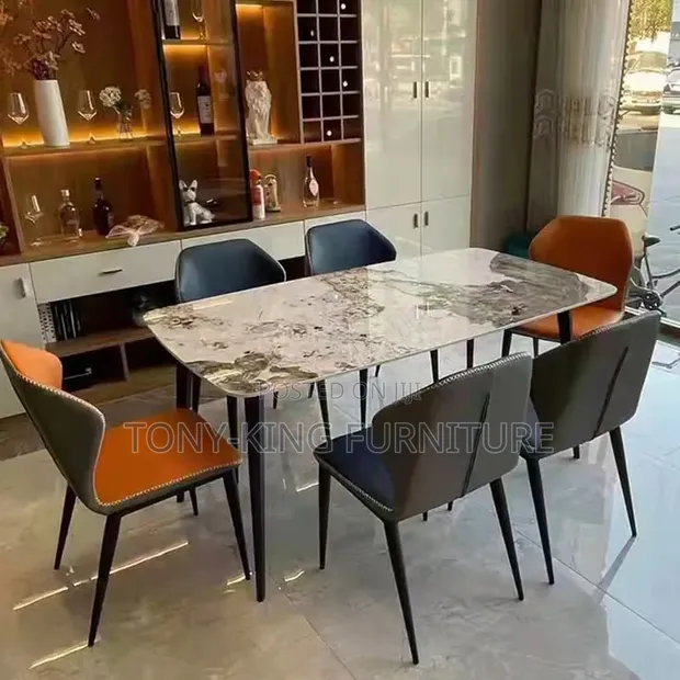 Luxury Marble Dining Table Set tare da 6 Chairs - 1