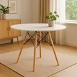 Modern Mini Round Wooden Top Dining Table da 1 Kujera - 2