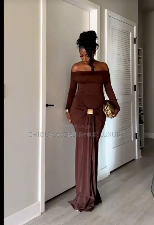 Zara Wears Jallabiya Mai Launi Brown Mai Hannun Rogo - 1