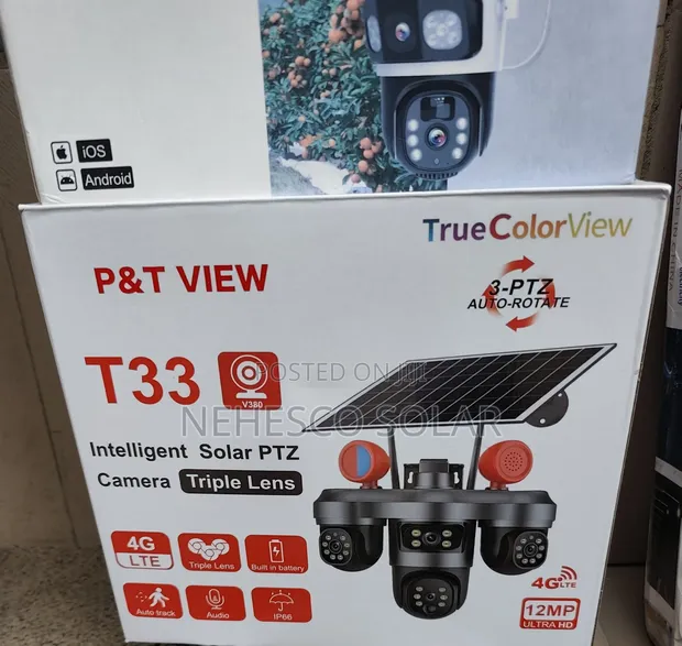T33 4G LTE Triple Lens Solar PTZ CCTV Camera - 1