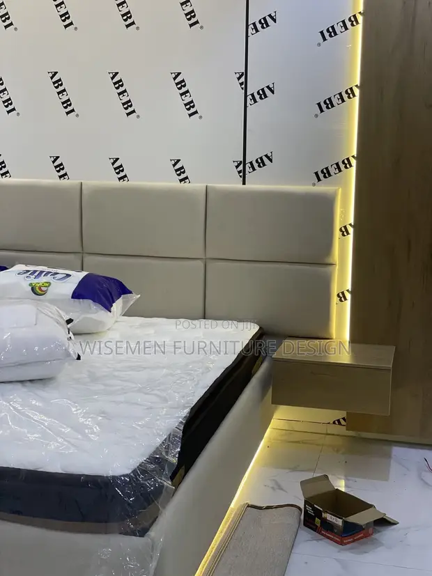 Brand New Floating Bed Frame with Cladding & LED Lights - 1