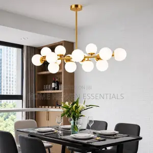Luxury Golden Metal Glass Ball Hanging Chandelier for Dining Room