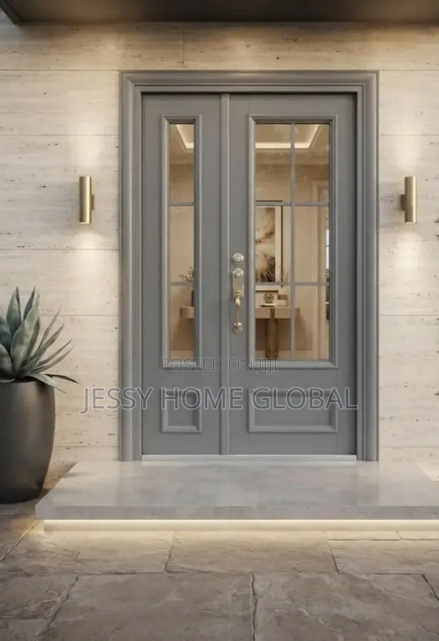 Brand New 4ft x 7ft Grey French Glass Security Door - 1
