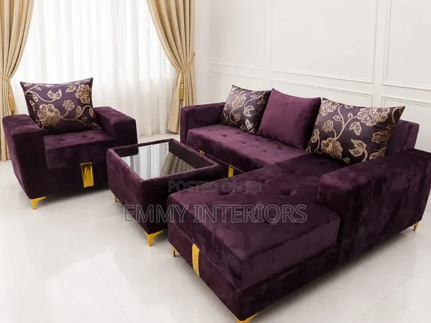 Quality L-Shaped Fabric Sofa with Center Table - 1