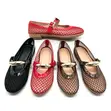 Ladies Fishnet Mesh Mary Jane Buckle Ballet Flats - 2
