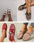 Ladies Fishnet Mesh Mary Jane Buckle Ballet Flats - 3