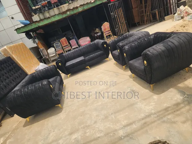 High Quality Sitting Room Sofa Set - Black - 1