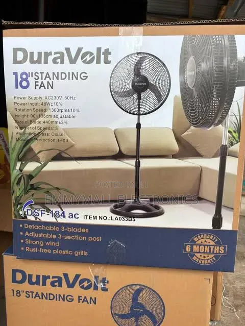 Duravolt 18-inch Standing Fan with 1-Year Warranty - 48W - 1
