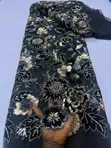 Luxury Hand Beaded Velvet Lace Fabric - 3