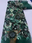 Luxury Hand Beaded Velvet Lace Fabric - 4