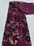 Luxury Hand Beaded Velvet Lace Fabric - 5