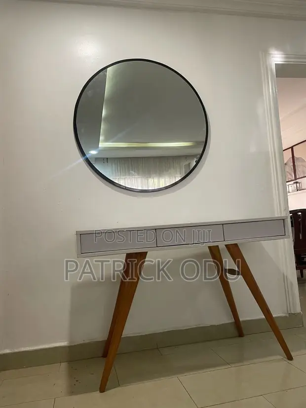 Console Table and Round Mirror - 1