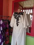 Kyakyawar Bubu Gown - Baƙi & Fari Appliqué Kaftan - 1