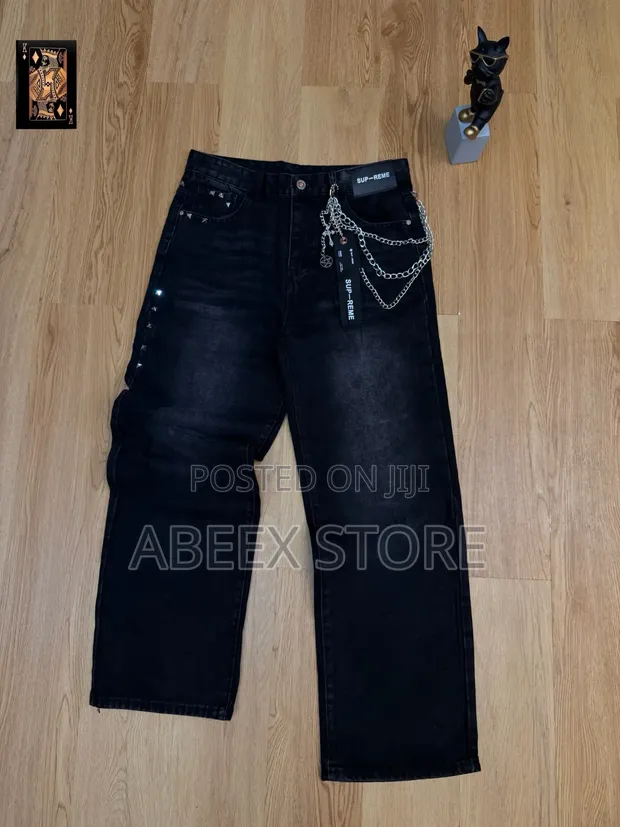 High Quality Baggy Jeans - Black - 1