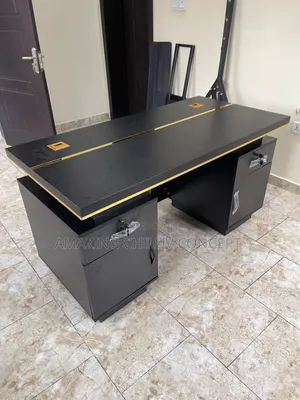 Modern Executive Office Table - Black & Gold
