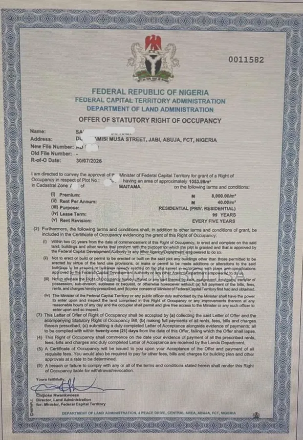 Urgent Sale: 1053.98sqm Residential Land in Maitama Main - 1