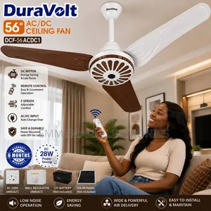 Duravolt 56" Solar ACDC Ceiling Fan with Remote