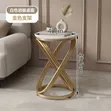 Stylish Luxurious Coffee Side Stool - Black/White with Gold Legs - 1