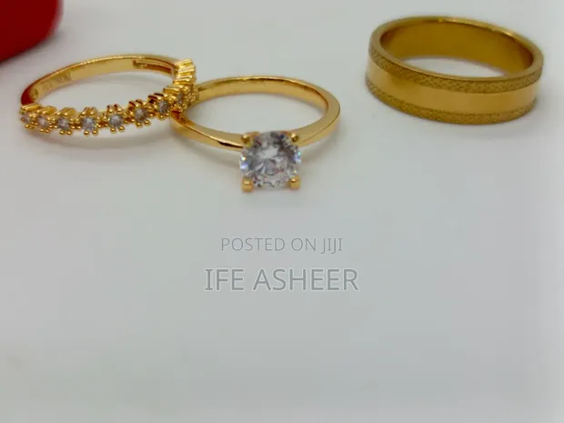 Simple Platinum Couples Wedding Ring Set 002 - 1