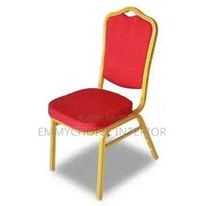 Stacked Banquet Chairs - Gold Frame, Red Upholstery