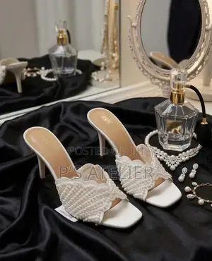 Zara Pearl Embellished Stiletto Mule Heels - Model 6913-3