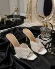 Zara Pearl Embellished Stiletto Mule Heels - Model 6913-3 - 2