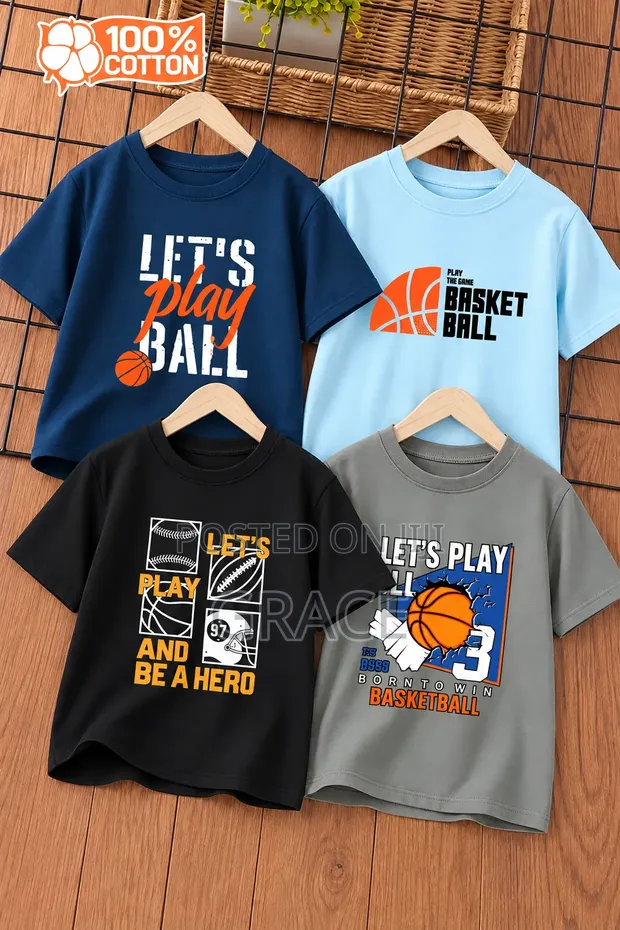 4pcs Boys' 100% Cotton Short Sleeve T-Shirts - 1