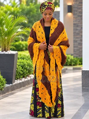 Hannun Rogo Shawl - Brown & Golden Yellow