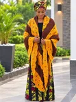 Hannun Rogo Shawl - Brown & Golden Yellow - 1