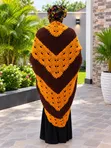 Hannun Rogo Shawl - Brown & Golden Yellow - 2