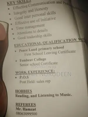Housekeeper CV - Young, Eager to Learn