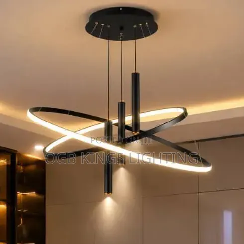 Black LED Pendant Light with 3-in-1 Drop for Dining Table - 1