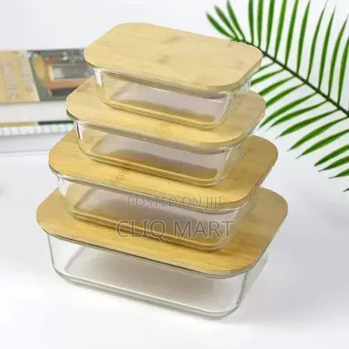 4-Piece Borosilicate Glass Food Storage Set - 1