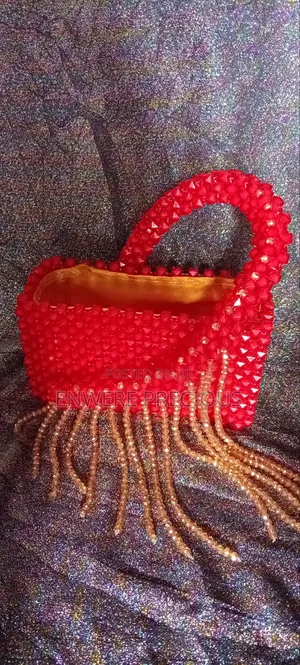 Bead Bag and Necklace - Red Classic Evening Bag
