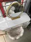 Modern Luxury Makeup Vanity Set with Round Mirror - 1