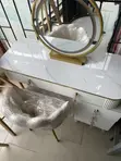 Modern Luxury Makeup Vanity Set with Round Mirror - 2